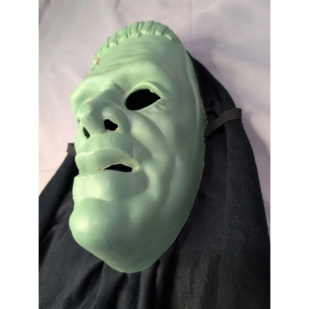 Vtg Rare Frankenstein Monster Mask Strap & Hood Halloween Horror Classic Plastic